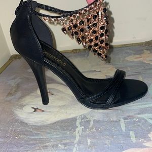 Black Open Toe Heels Size 6